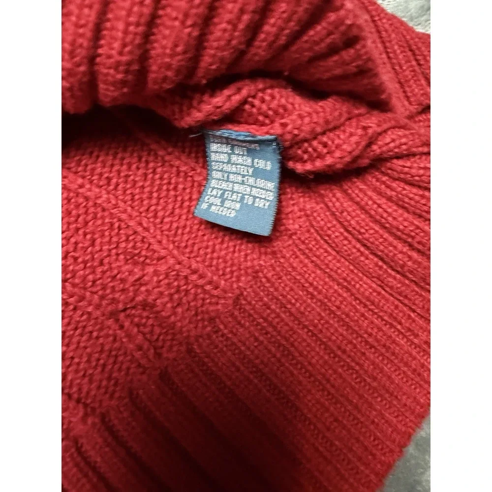 VTG Polo Ralph Lauren Cable Knit Sweater Men Red Size XL Cotton Crewneck